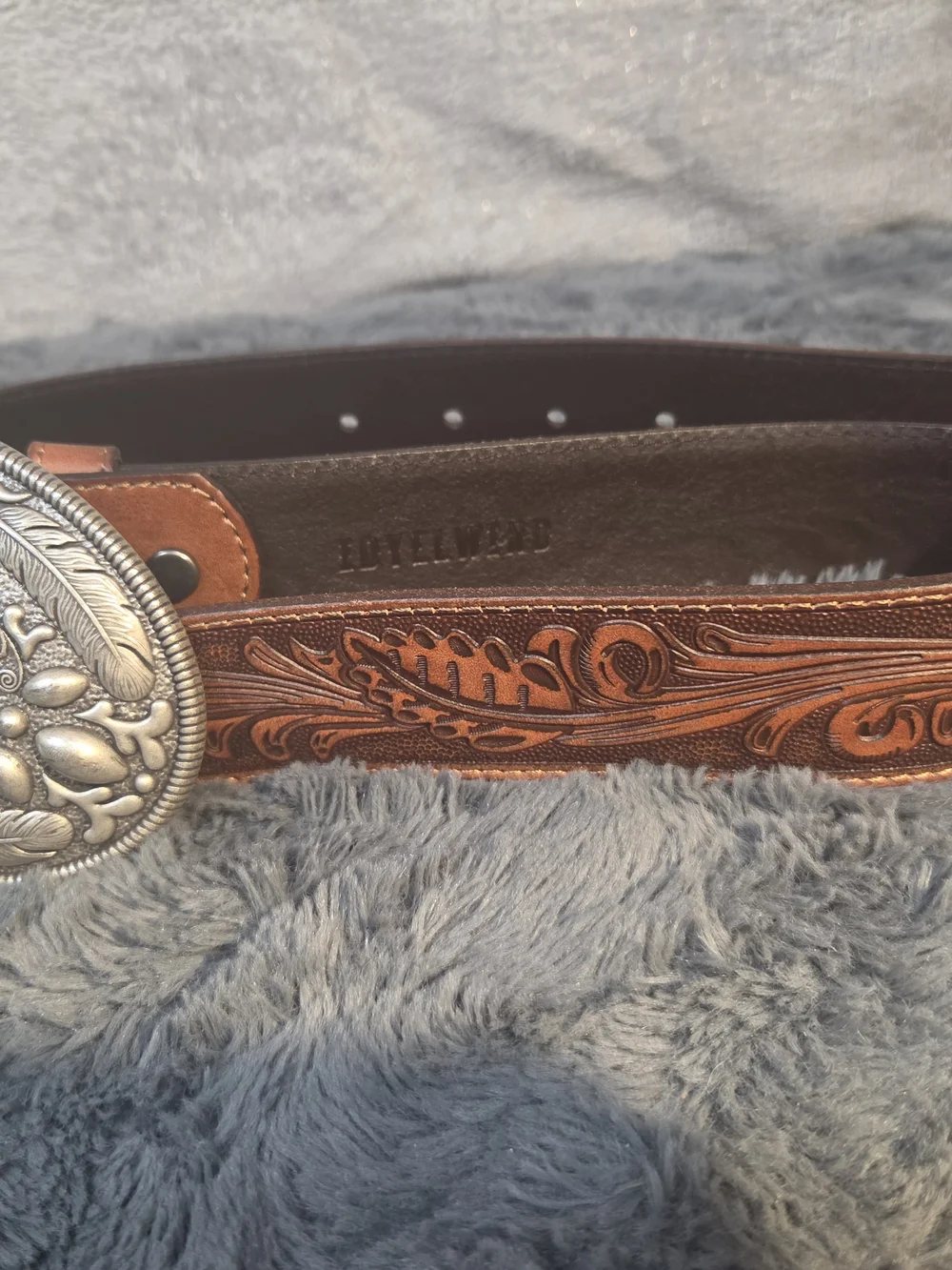Idyllwind Brown Leather Belt with Turquoise Stone Silver-Tone Buckle